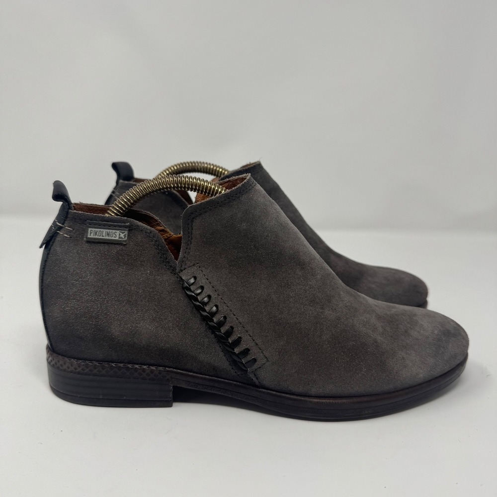 Pikolinos Ankle Boots Suede Dark Gray‎ Side Zip Women's Size EU 38 US 7.5